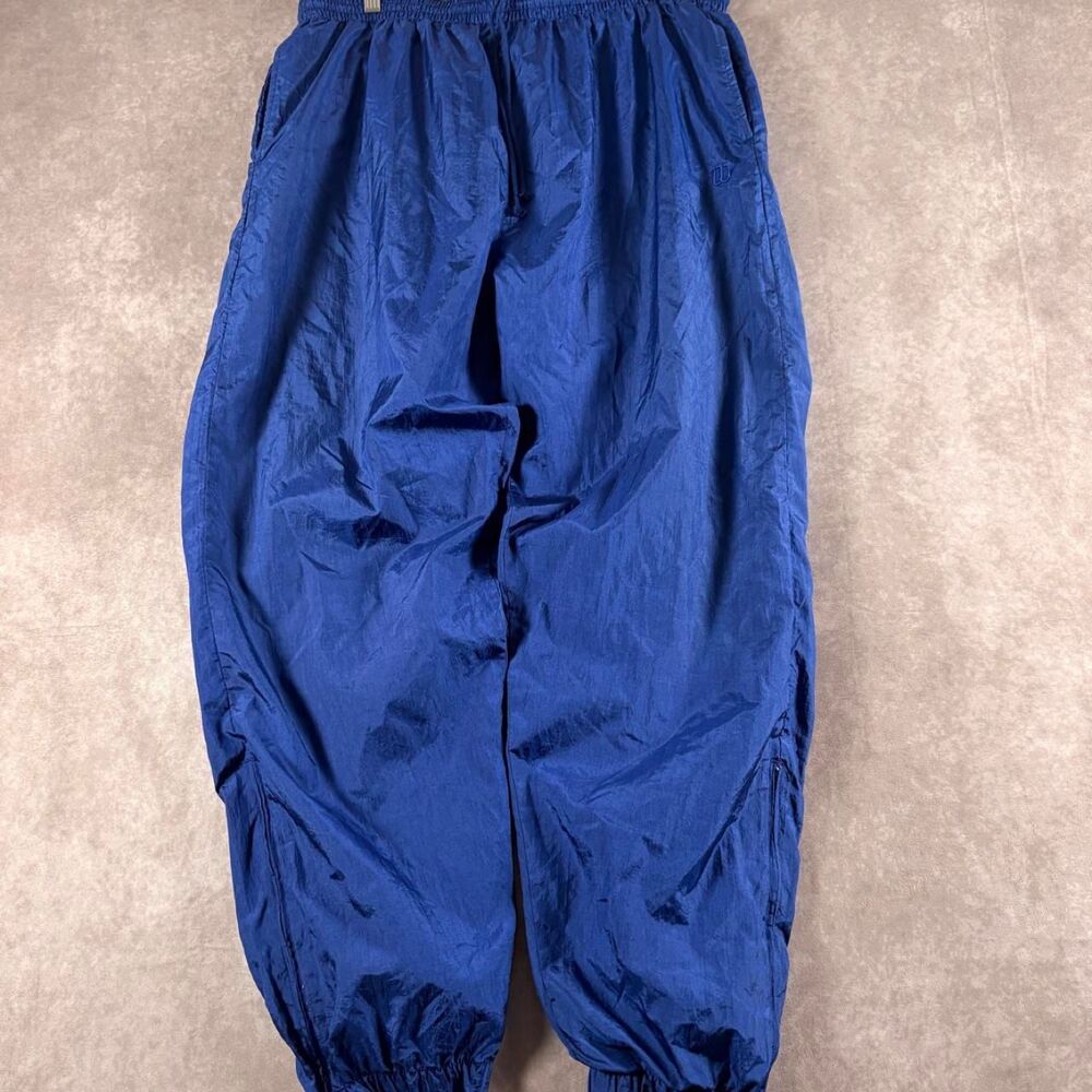 vintage wilson blue nylon windbreaker cuffed sweatpants
